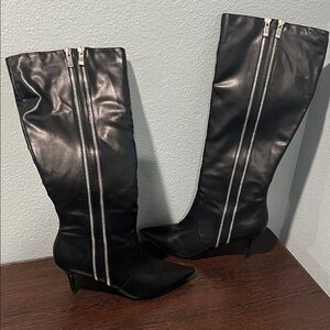 Diba Black Over the Knee Boots with Zipper